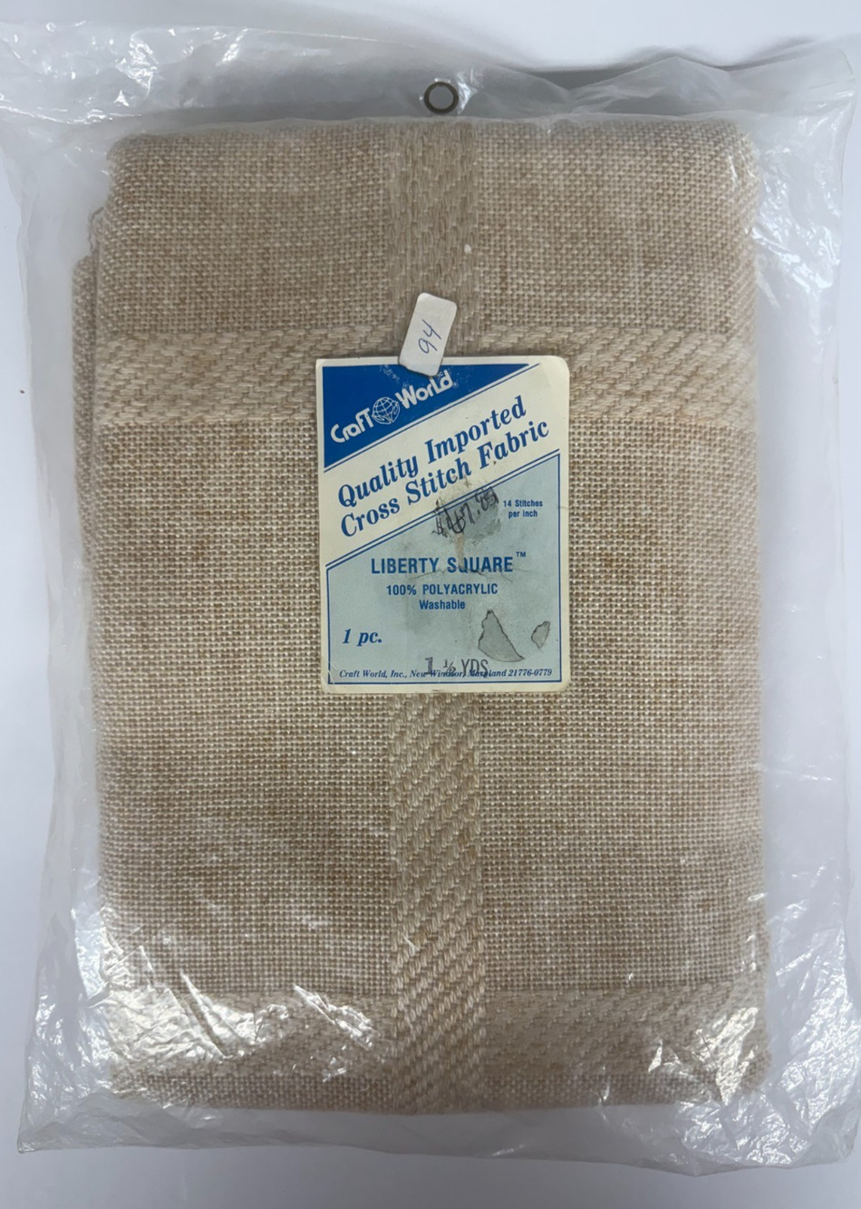 Craft World Liberty Square Cross Stitch Fabric 14ct Oatmeal Plaid 1.5 Yd Vintage